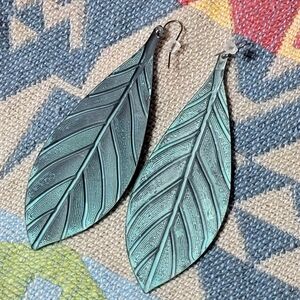 Copper Patina Feather Earrings